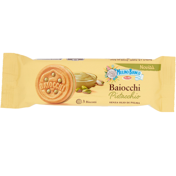 MULINO BIANCO PASTRY FOOD GR 28 BAIOCCHI WITH PISTACHIO X 3 PCS X 42