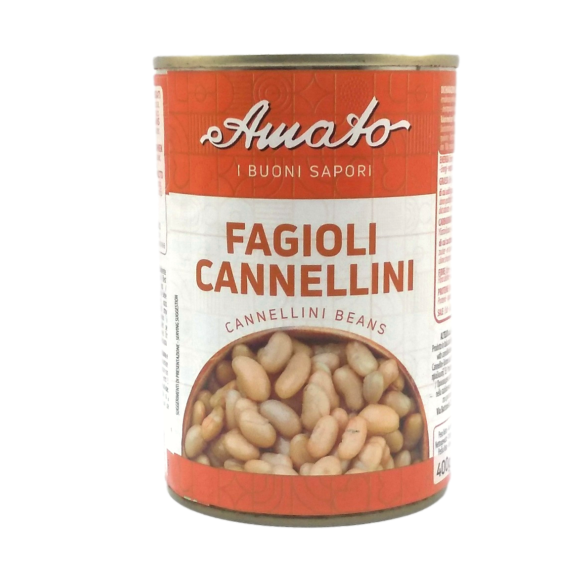 AMATO LEGUMES GR 400 COOKED CANNELLINI BEANS IN TIN BUONI SAPORI QUALITY X 24