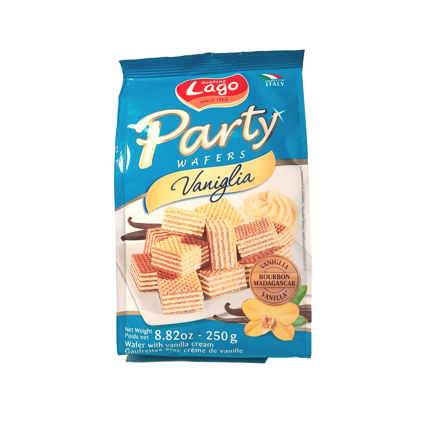 LAGO WAFER GR 250 PARTY X 10 VANILLA QUADRETTI