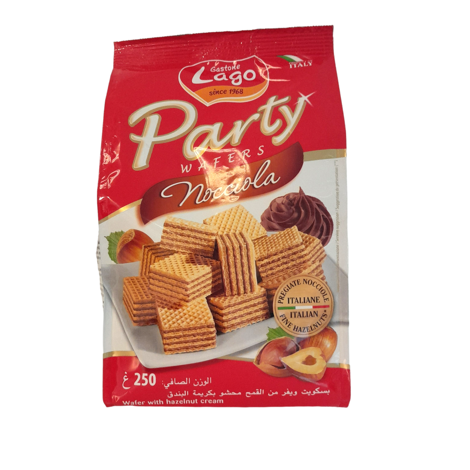 LAGO WAFER GR 250 PARTY X 10 HAZELNUT QUADRETTI