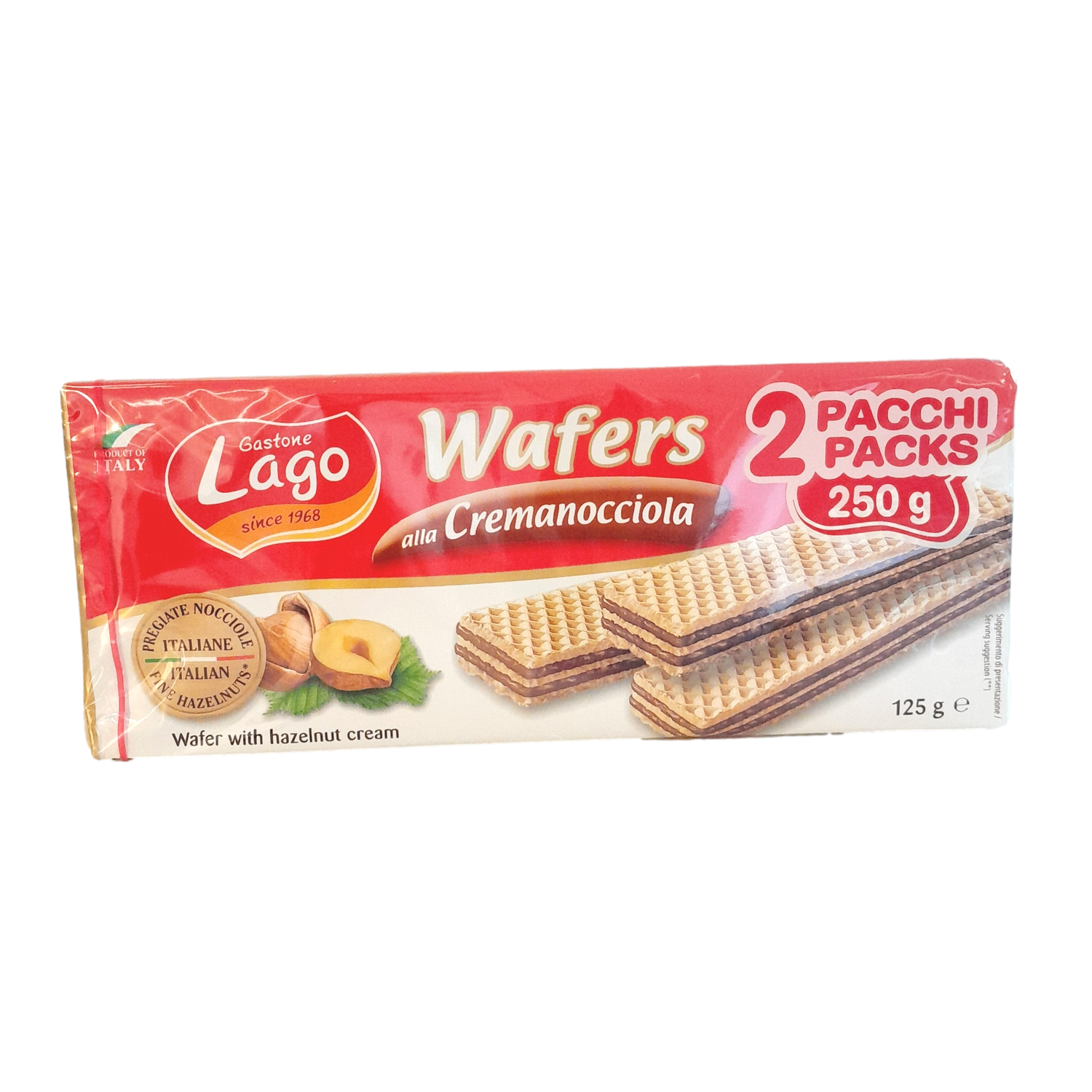 LAGO WAFER GR 125 X 2 TWIN PACK HAZELNUT X 20