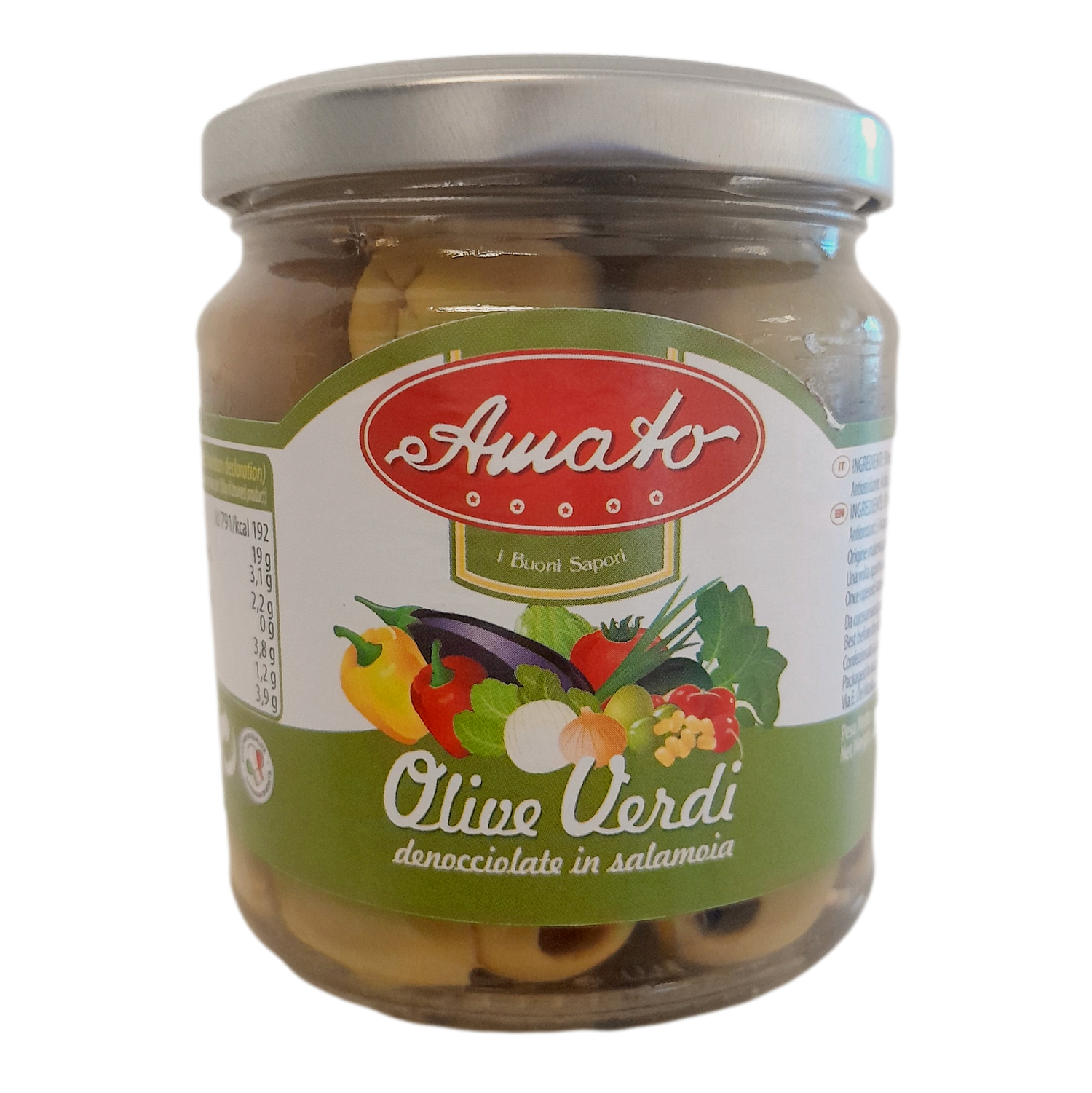 AMATO GREEN OLIVES WITHOUT PIT ML 314 IN BRINE X 12