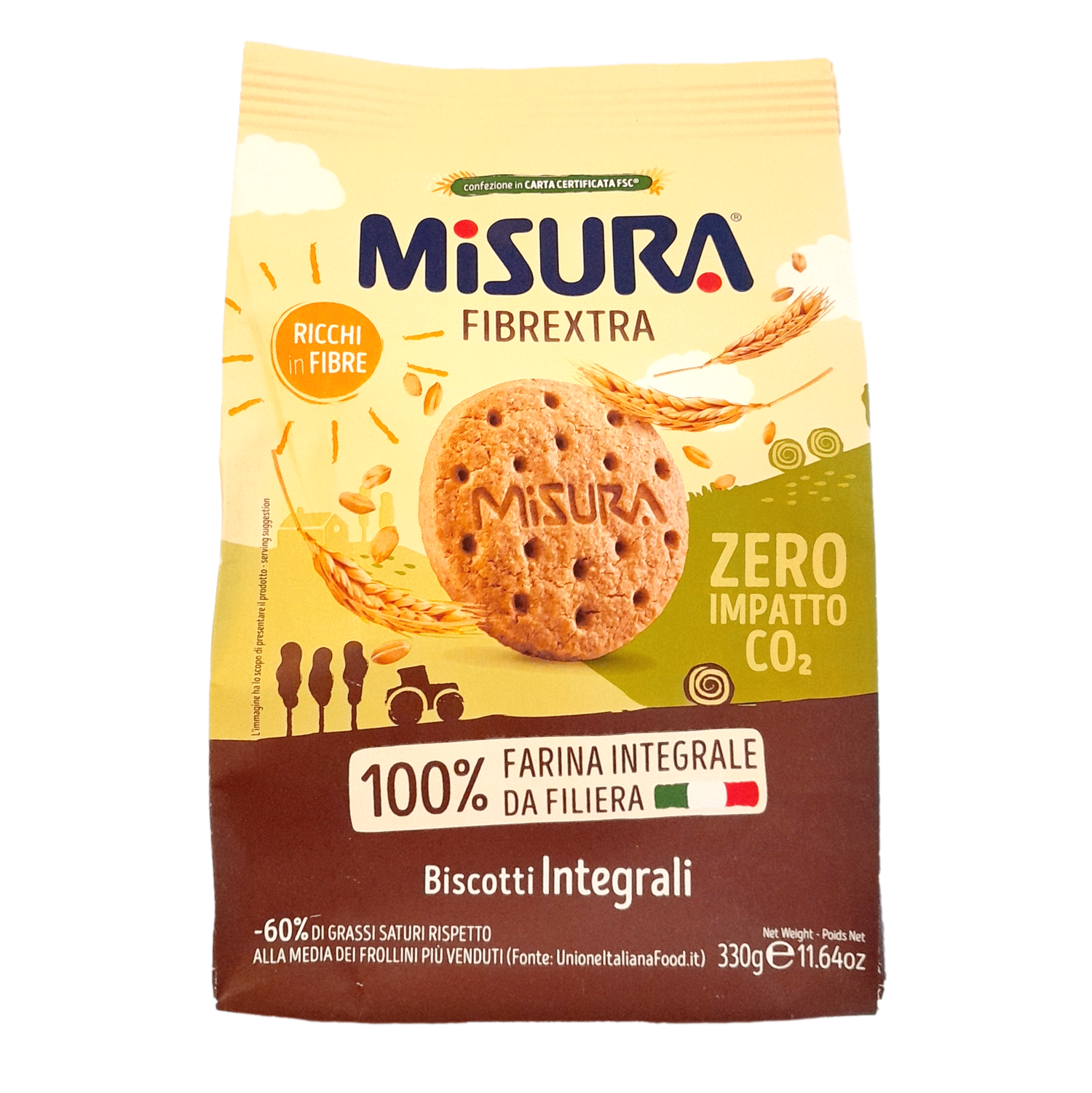 MISURA COOKIES GR 330 WHOLE GRAINS EXTRA FIBRES NO PALM OIL X 10