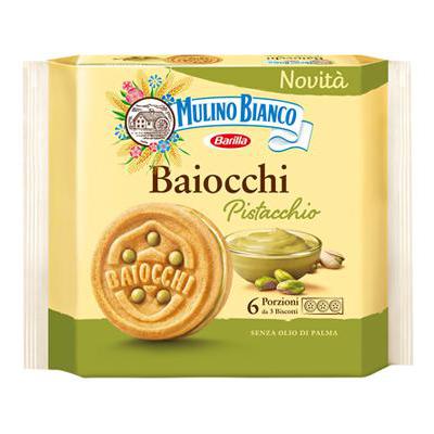 MULINO BIANCO PASTRY FOOD GR 168 BAIOCCHI WITH PISTACHIO CREAM X 9