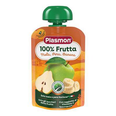 PLASMON BABY FOOD POUCH GR 100 APPLE PEAR AND BANANA X 6