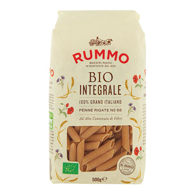 RUMMO PASTA GR 500 WHOLE WHEAT ORGANIC PENNE RIGATE N 66 X 16