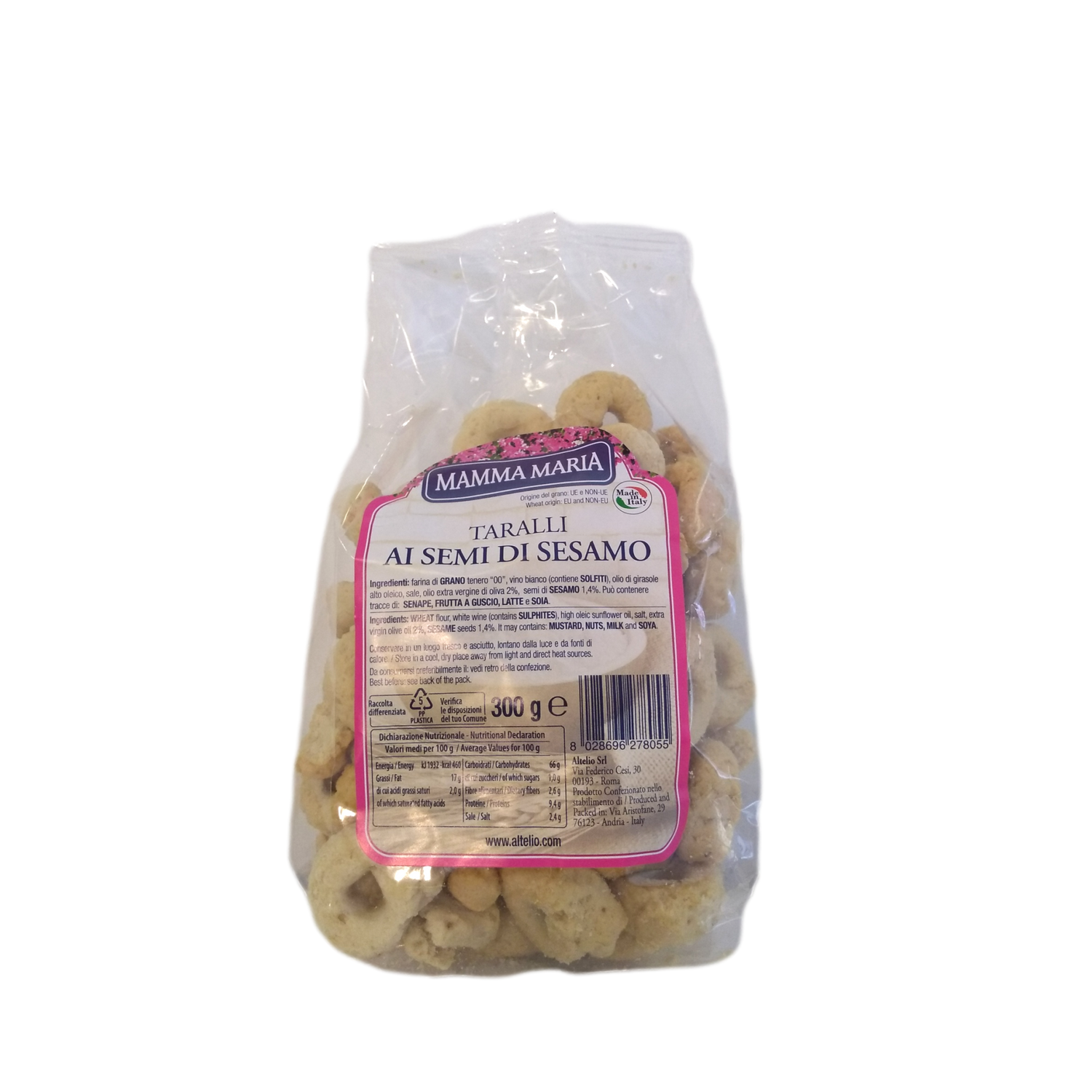 MAMMA MARIA TARALLI GR 300 SESAME SEEDS X 16