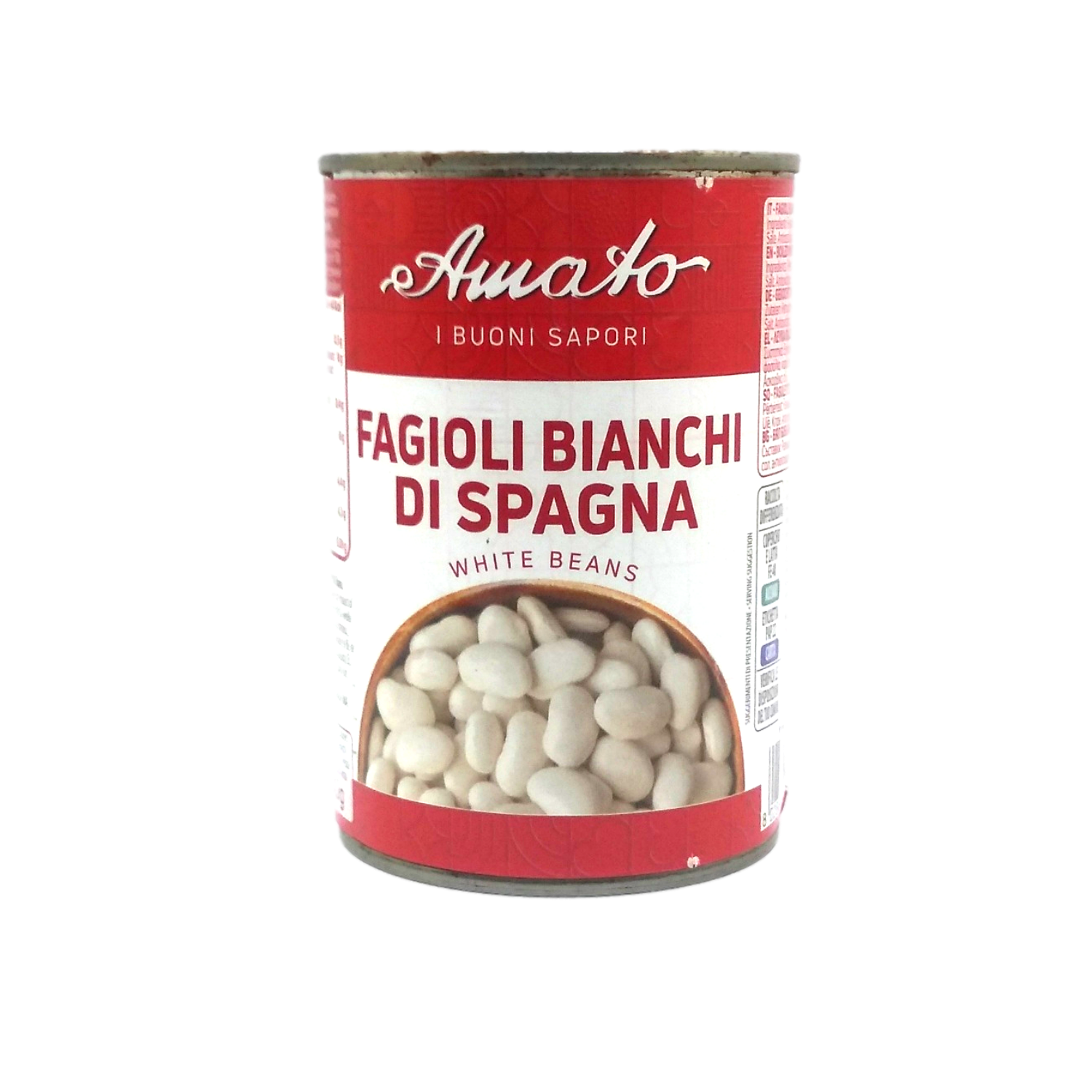 AMATO LEGUMES GR 400 COOKED WHITE BEANS IN TIN BUONI SAPORI QUALITY X 24